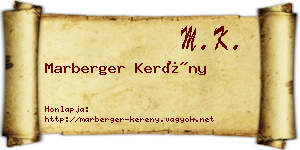 Marberger Kerény névjegykártya